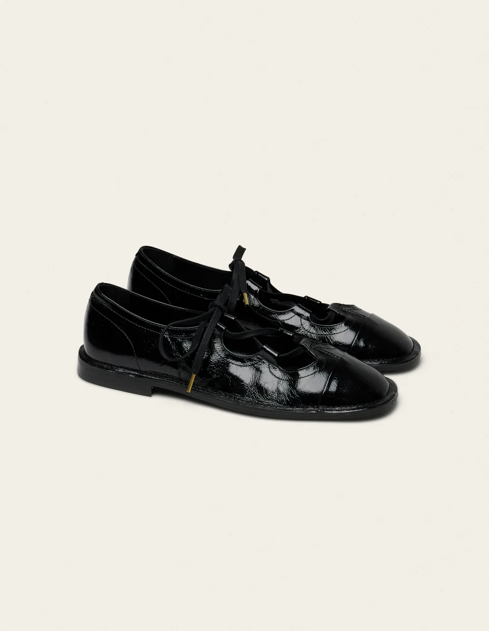 Ballerines Agna - Cuir plissé verni noir - Image 3