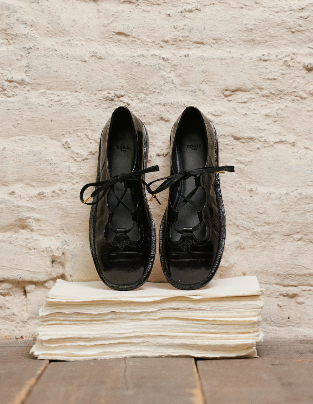 Ballerines Agna - Cuir plissé verni noir - Image 6