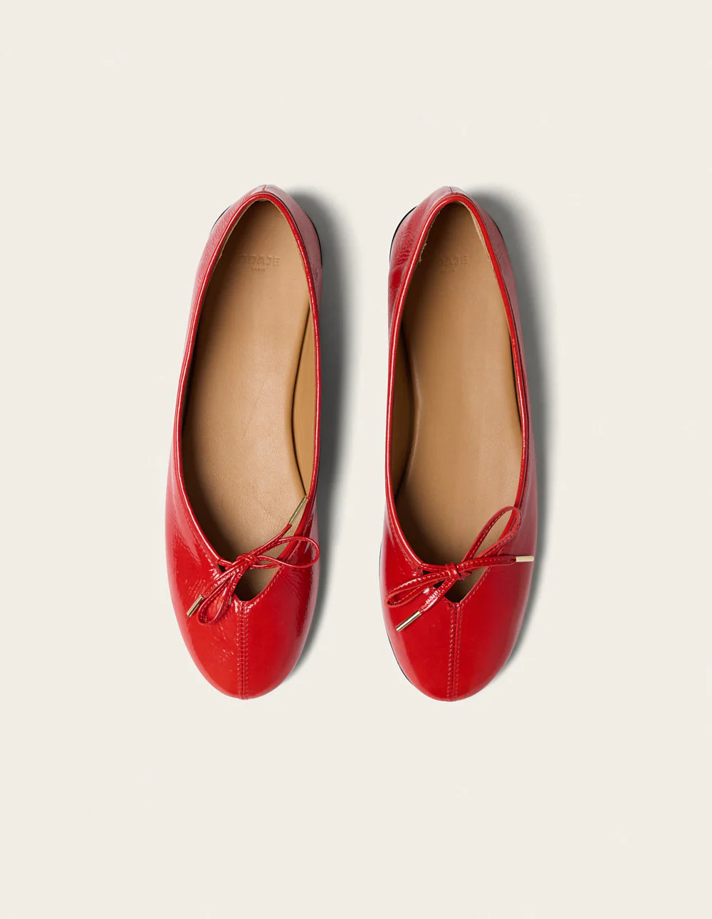 Ballerines Palea - Cuir plisse verni rouge - Image 7