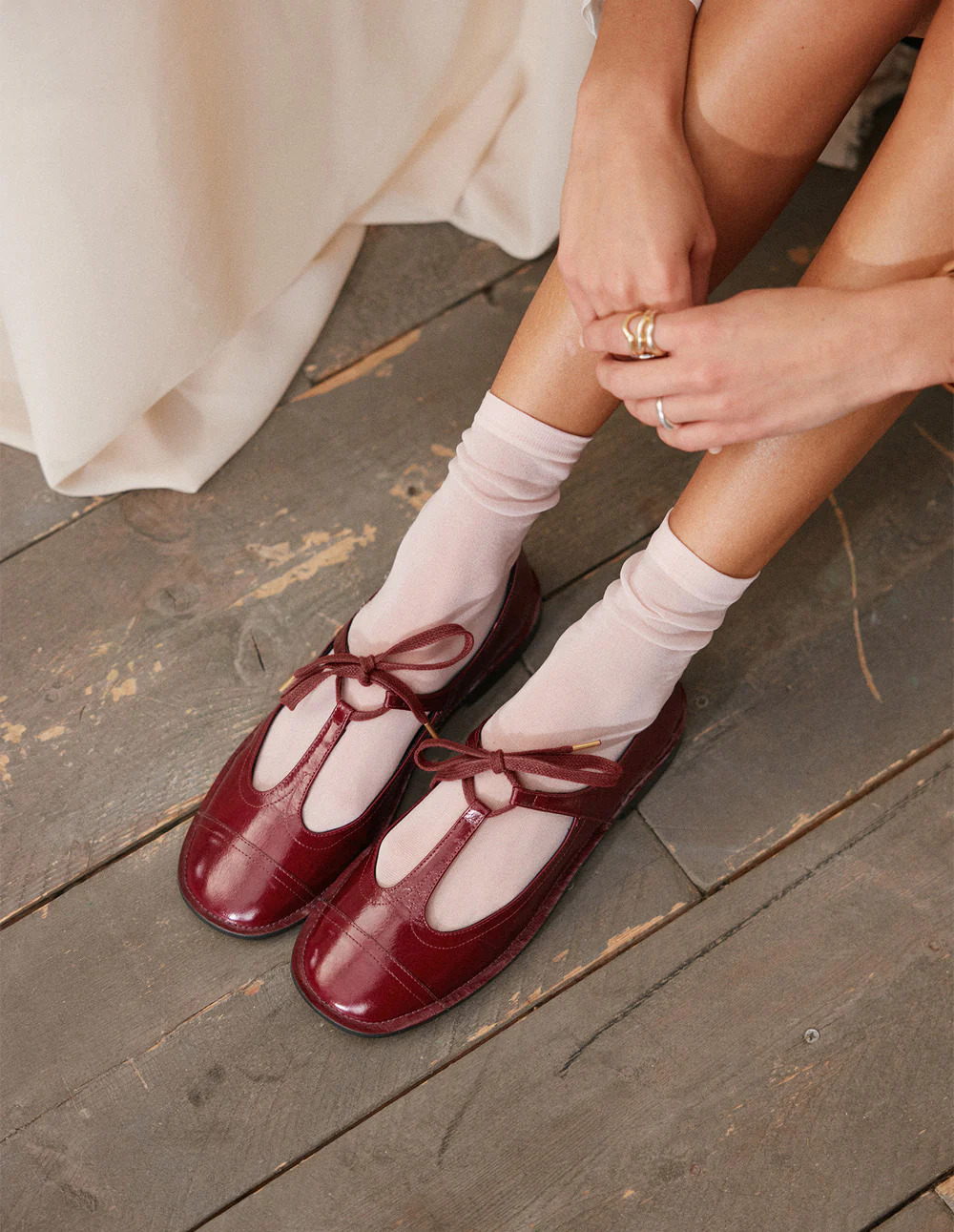 Ballerines Sora - Cuir plissé verni bordeaux - Image 3