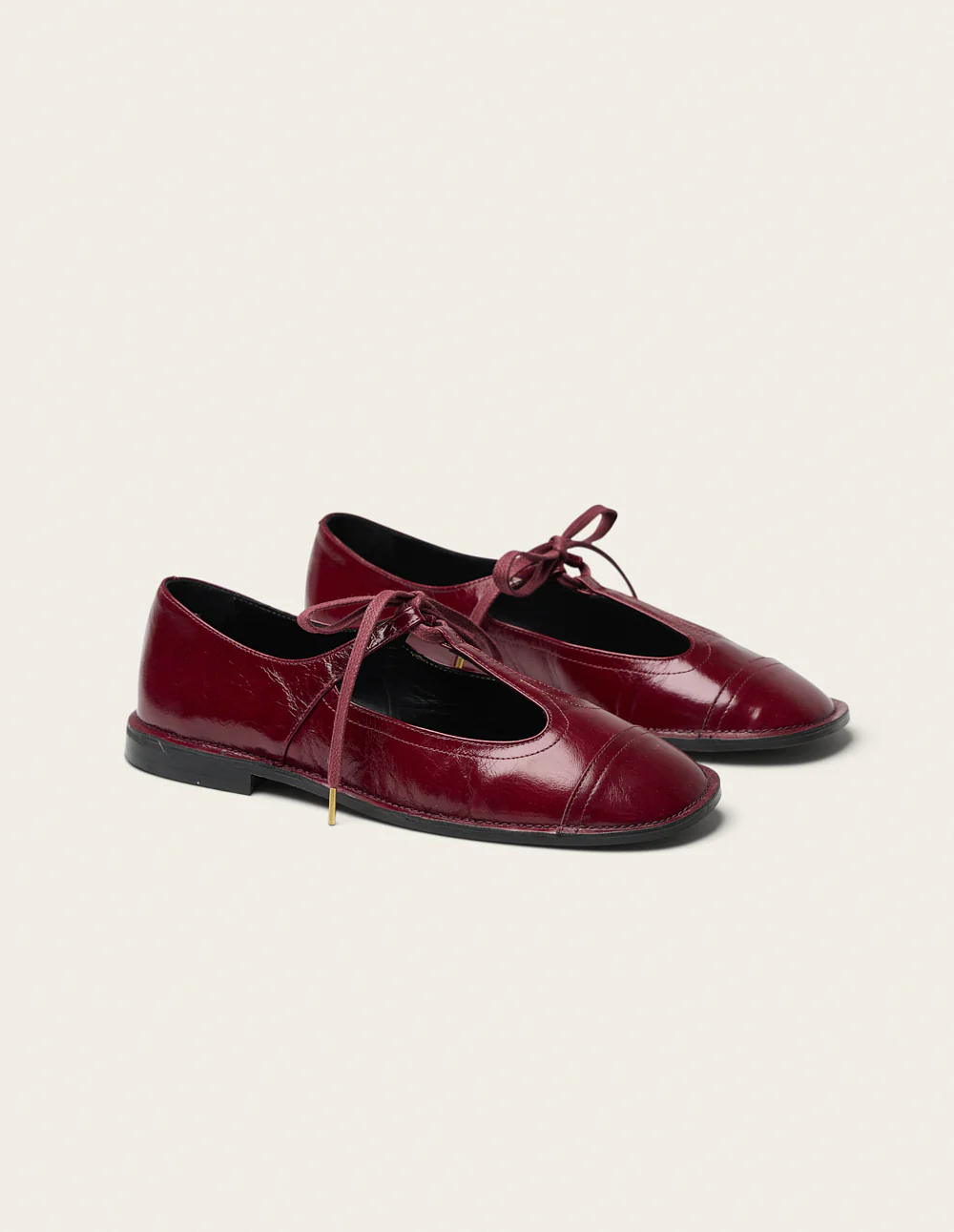 Ballerines Sora - Cuir plissé verni bordeaux - Image 4
