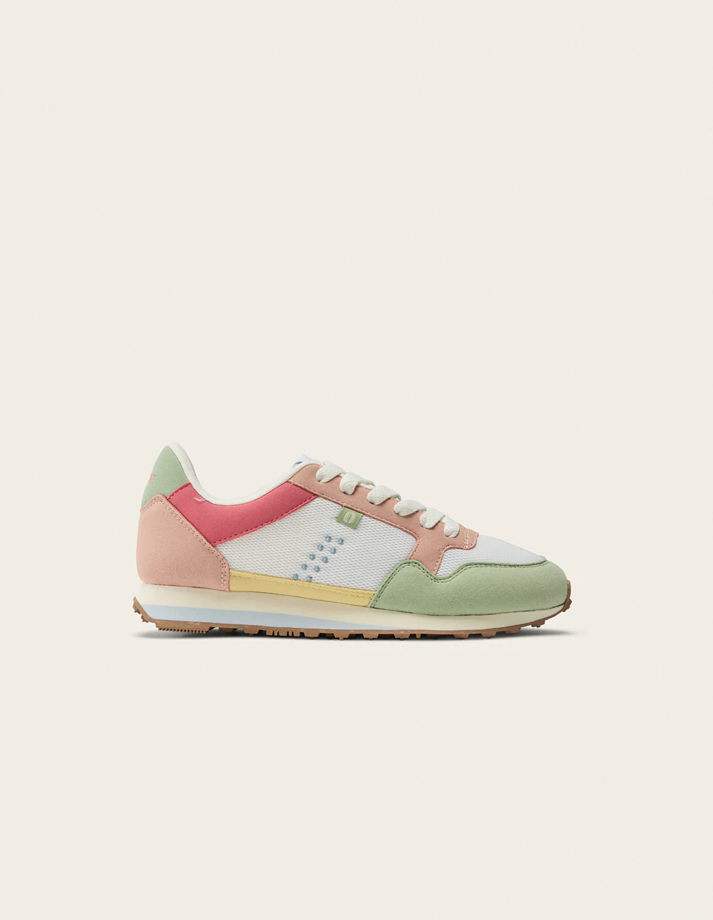 Baskets basses Gabrielle - Vert blanc rose clair