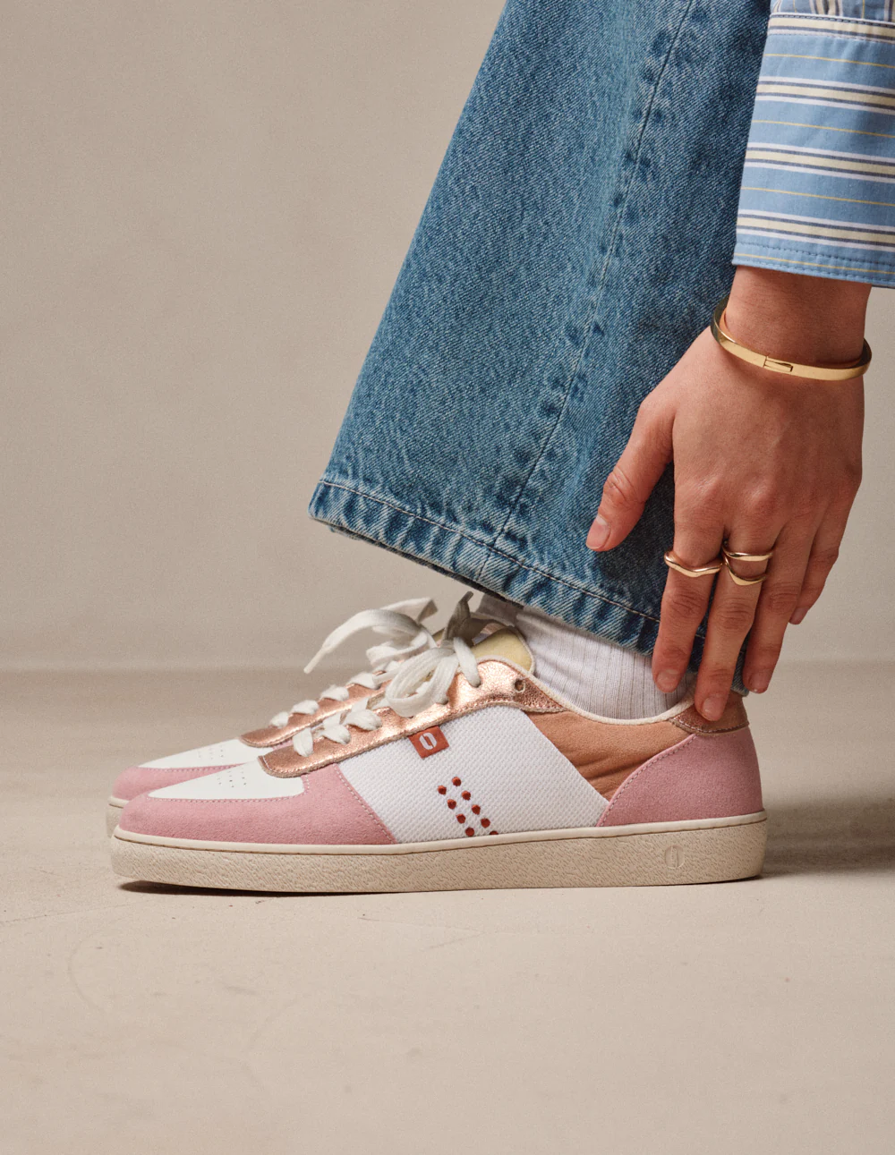 Baskets basses Marie - Rose blanc - Image 3