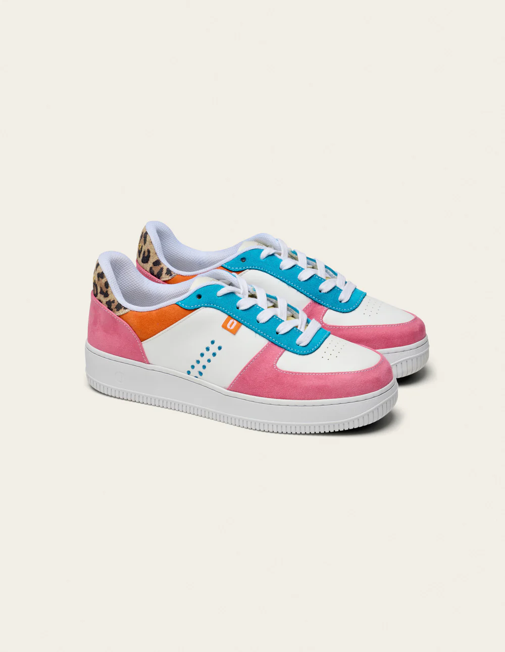 Baskets basses Maxence F - Rose turquoise orange - Image 4