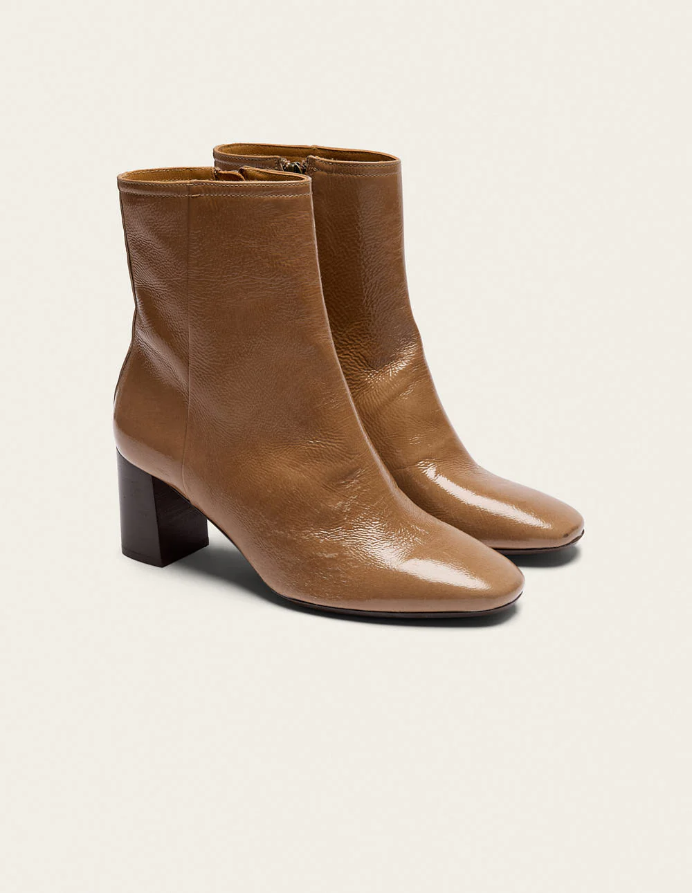 Bottines à talons Brune - Cuir plissé verni mocha - Image 2