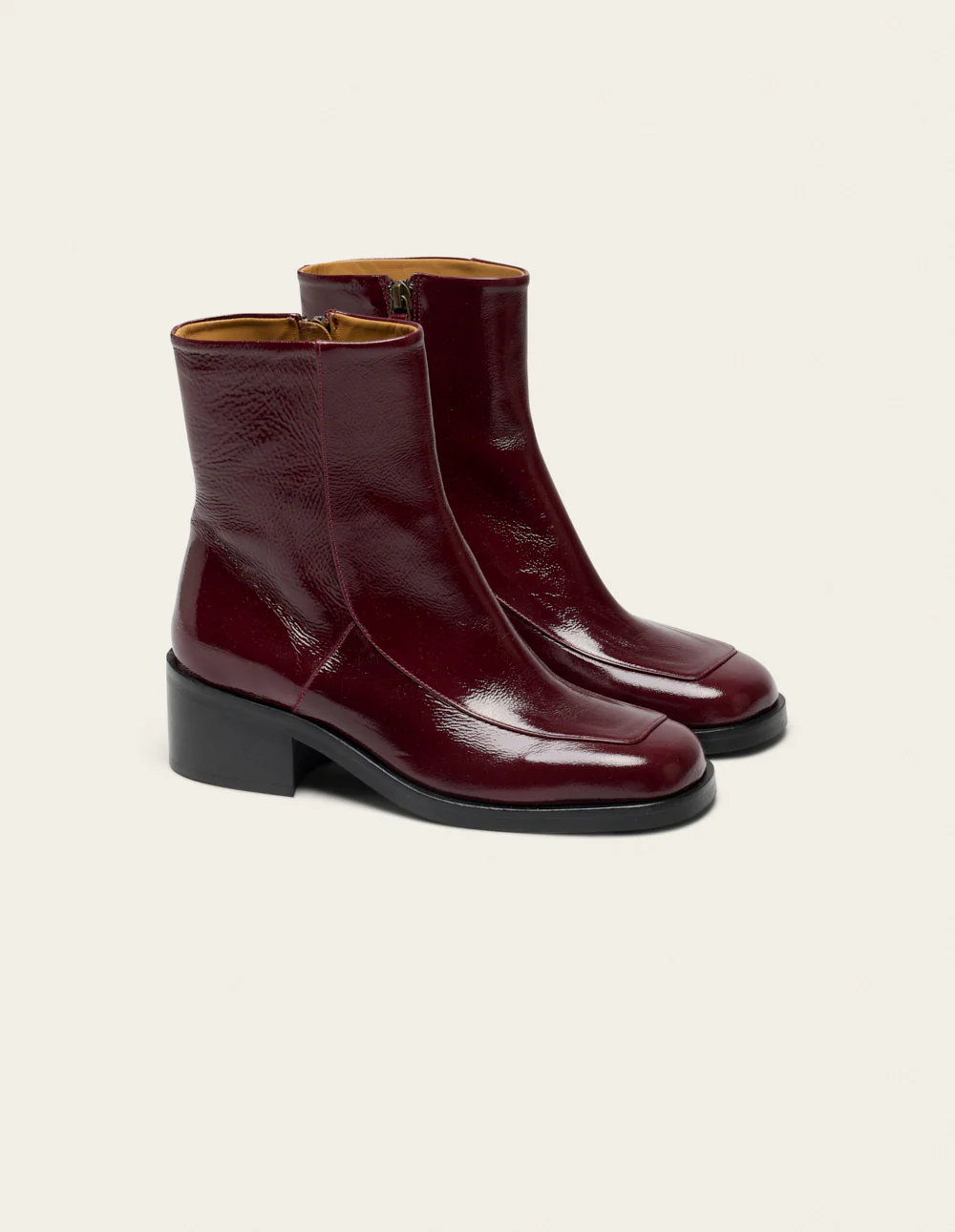 Bottines à talons Callie - Cuir plissé verni bordeaux - Image 2