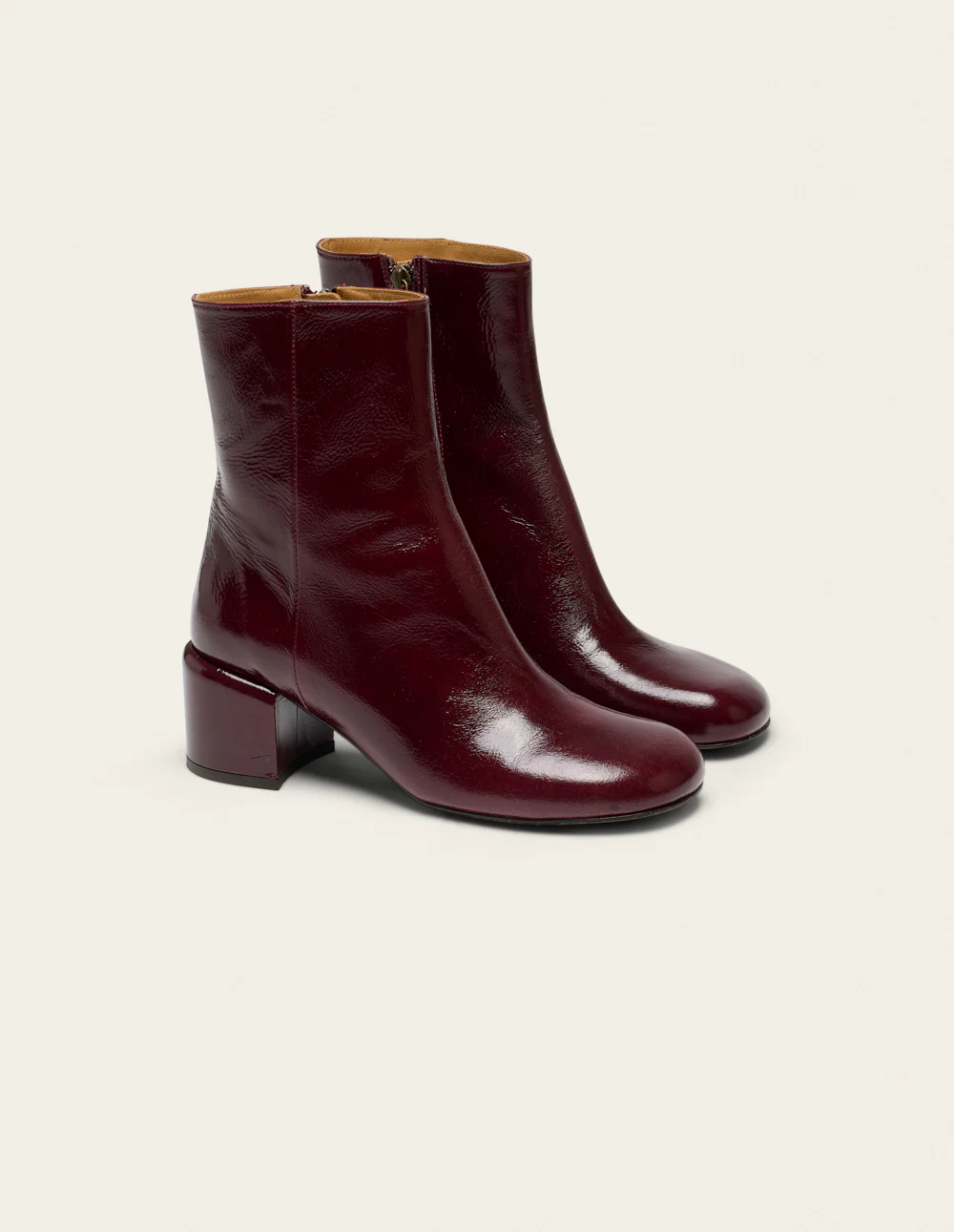 Bottines à talons Tasmin - Cuir plissé verni bordeaux - Image 2