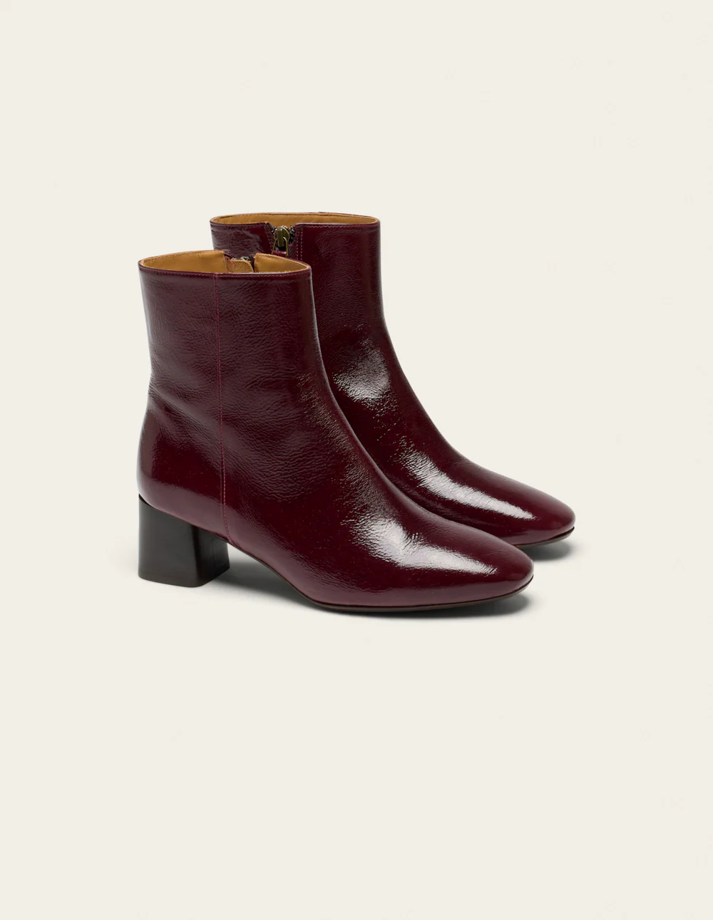 Bottines à talons Volma - Cuir plissé verni bordeaux - Image 2
