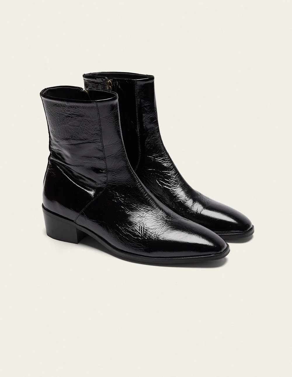 Bottines Sybille - Cuir plissé noir - Image 2