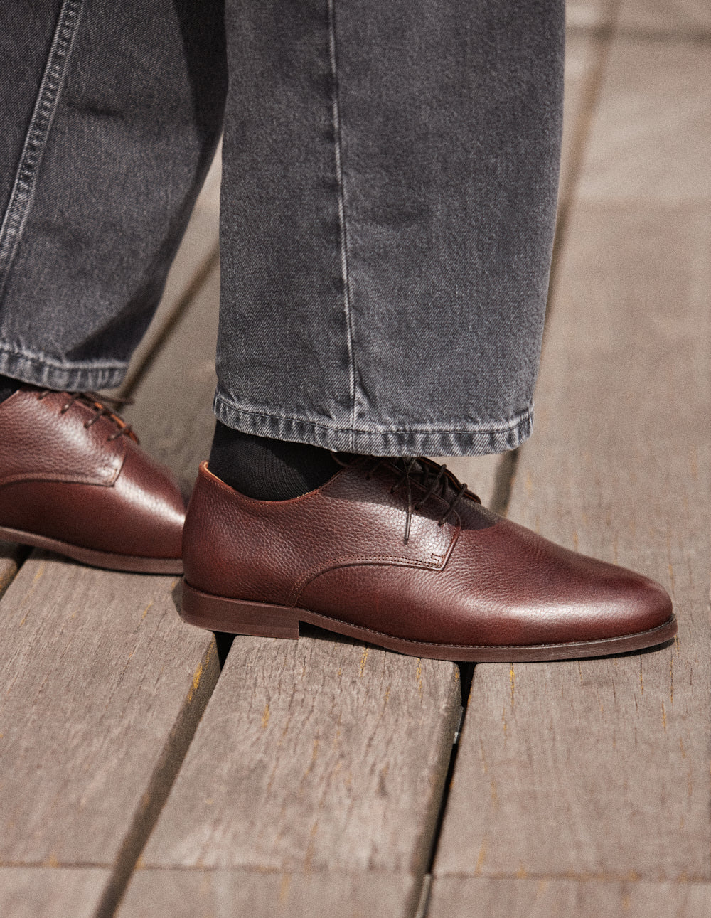 Derbies Antonin - Cuir pull-up grainé marron - Image 2