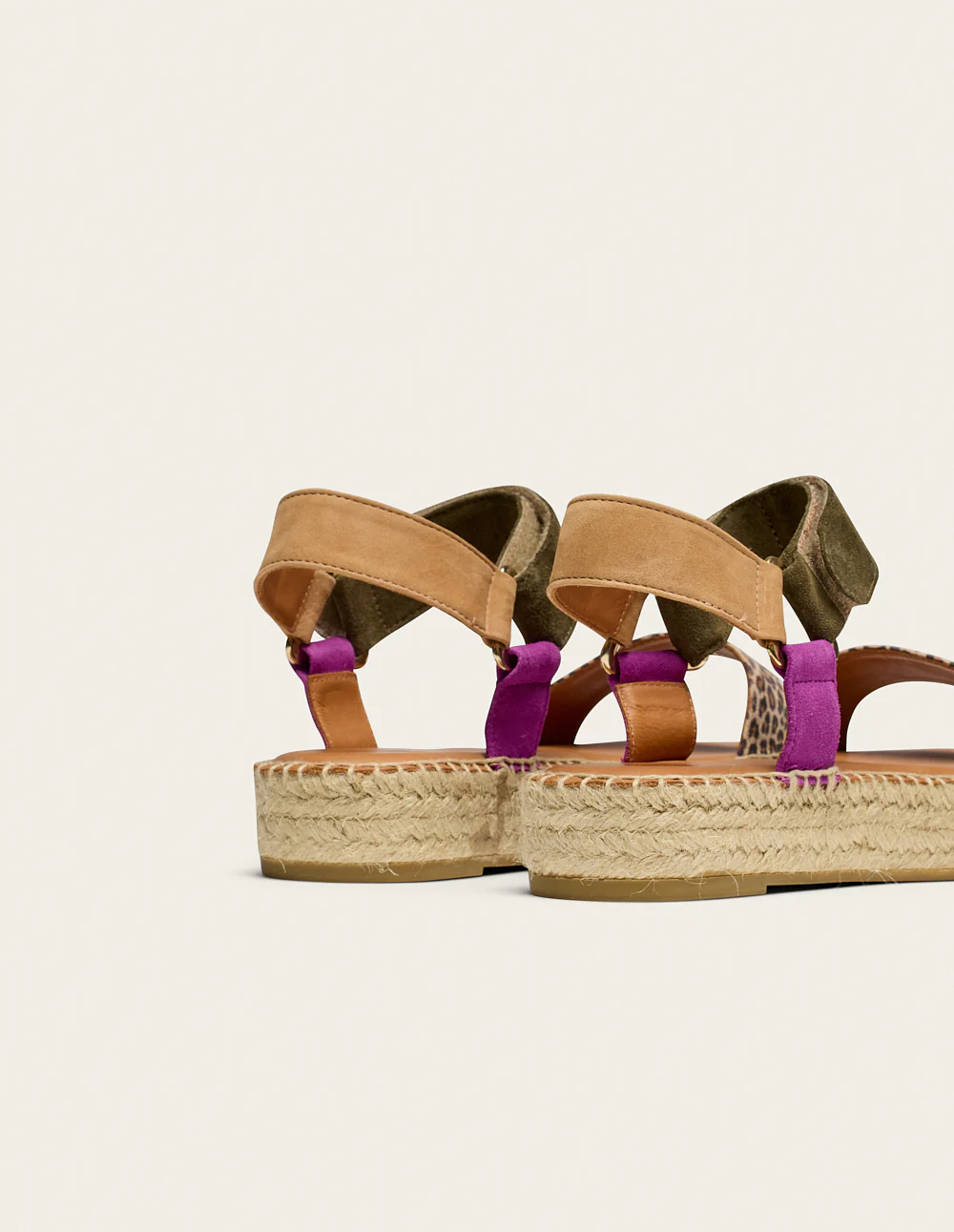 Espadrilles Flore - Suède magenta kaki beige - Image 4