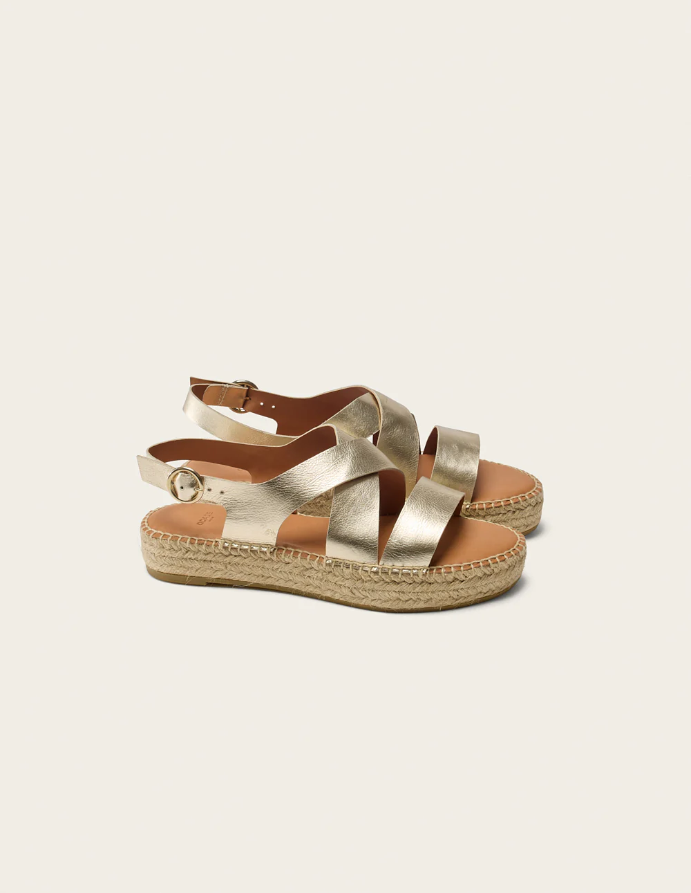 Espadrilles plates Chantal - Cuir grainé champagne - Image 2