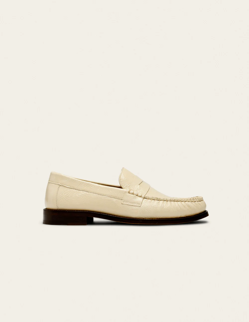 Mocassins Halley - Cuir plissé verni écru