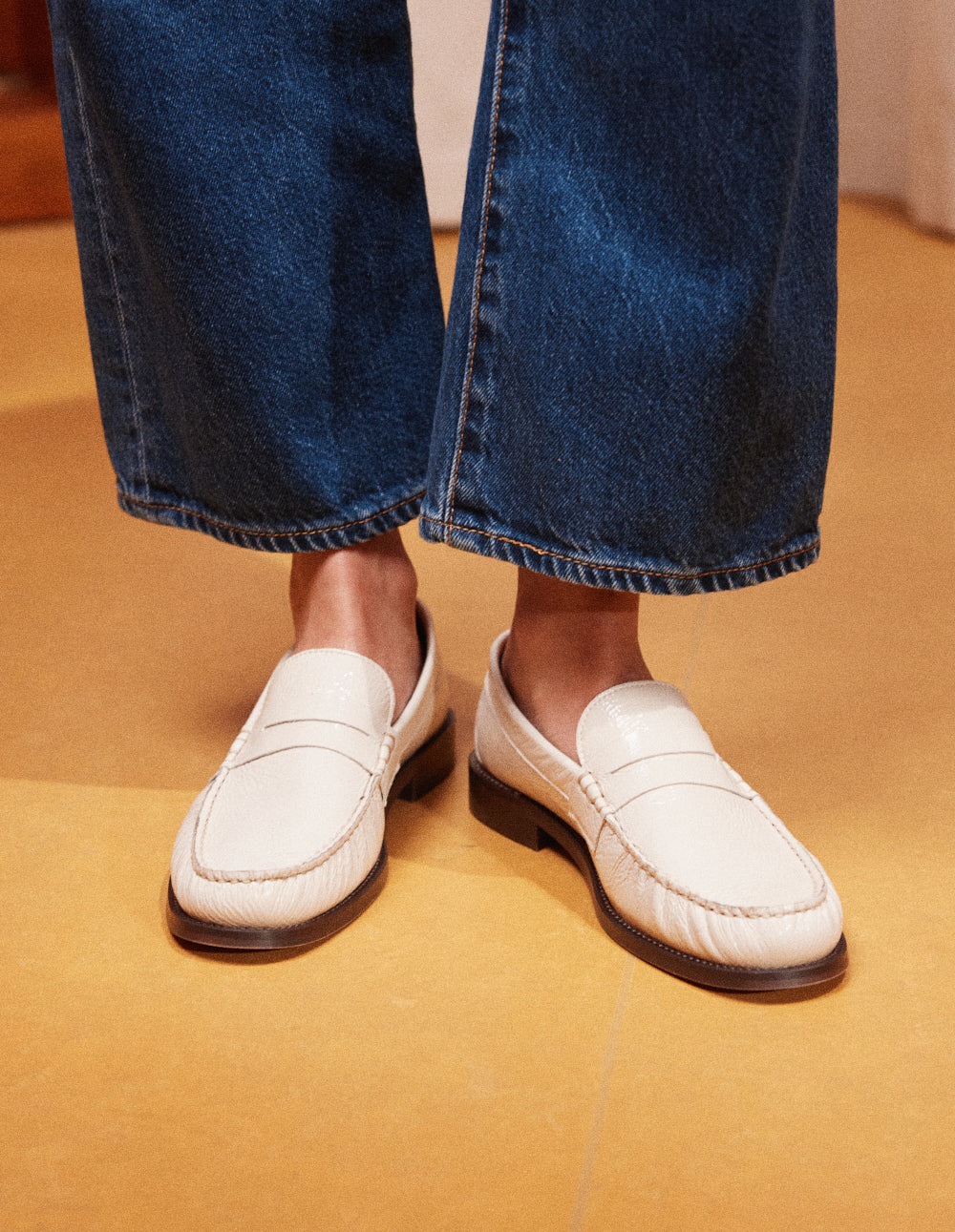Mocassins Halley - Cuir plissé verni écru - Image 3