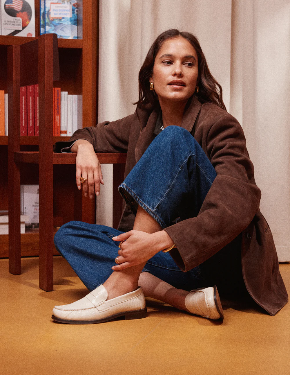 Mocassins Halley - Cuir plissé verni écru - Image 7