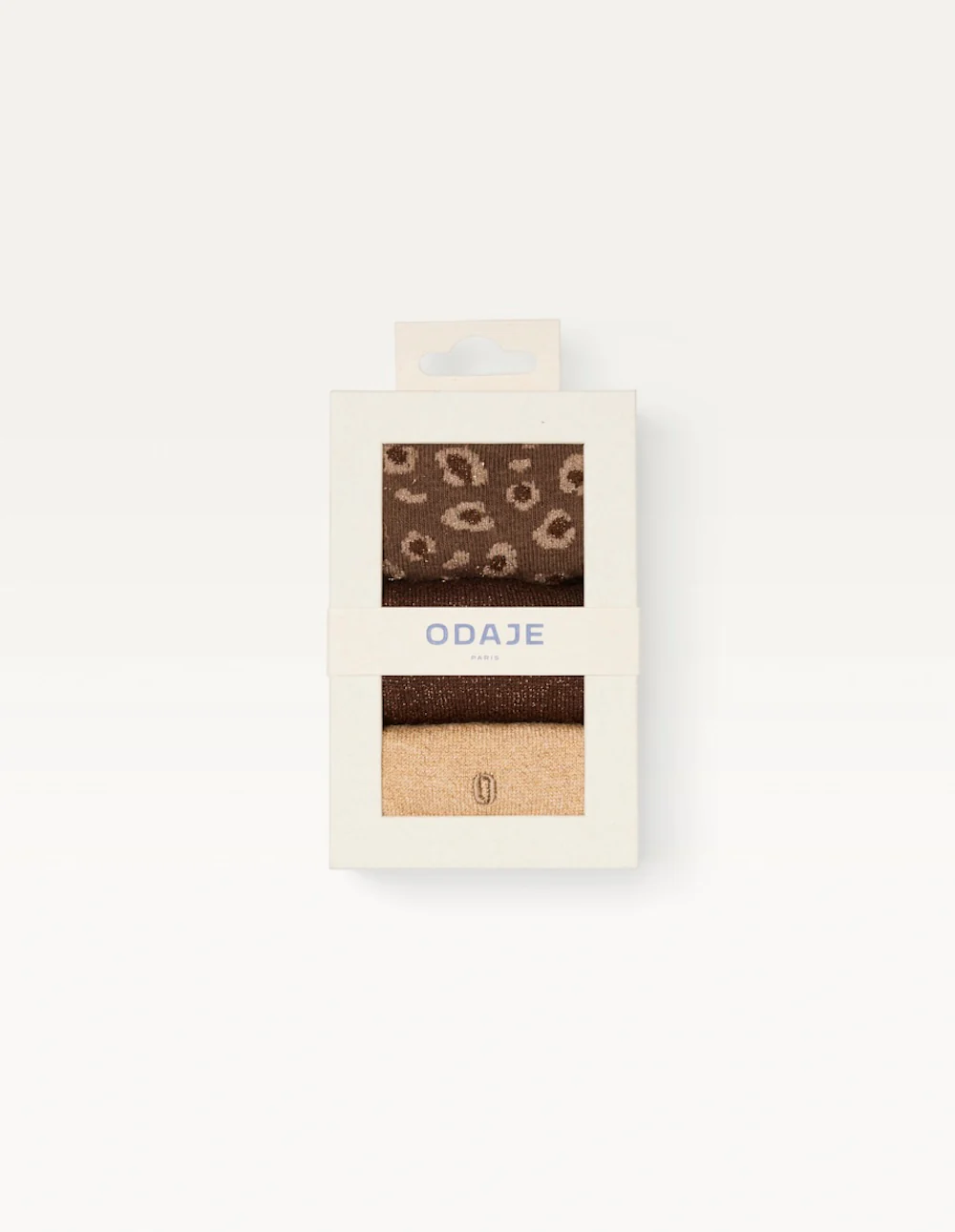 Pack de 3 Chaussettes - Fantaisie paillettes et léopard marron doré - Image 2