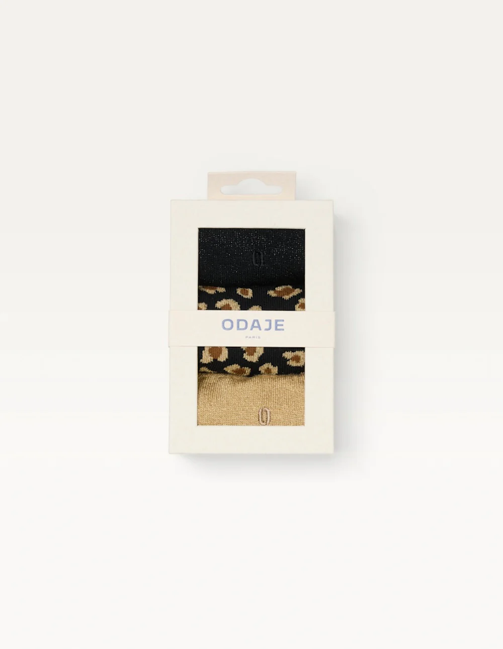 Pack de 3 Chaussettes - Fantaisie paillettes et léopard noir doré - Image 2