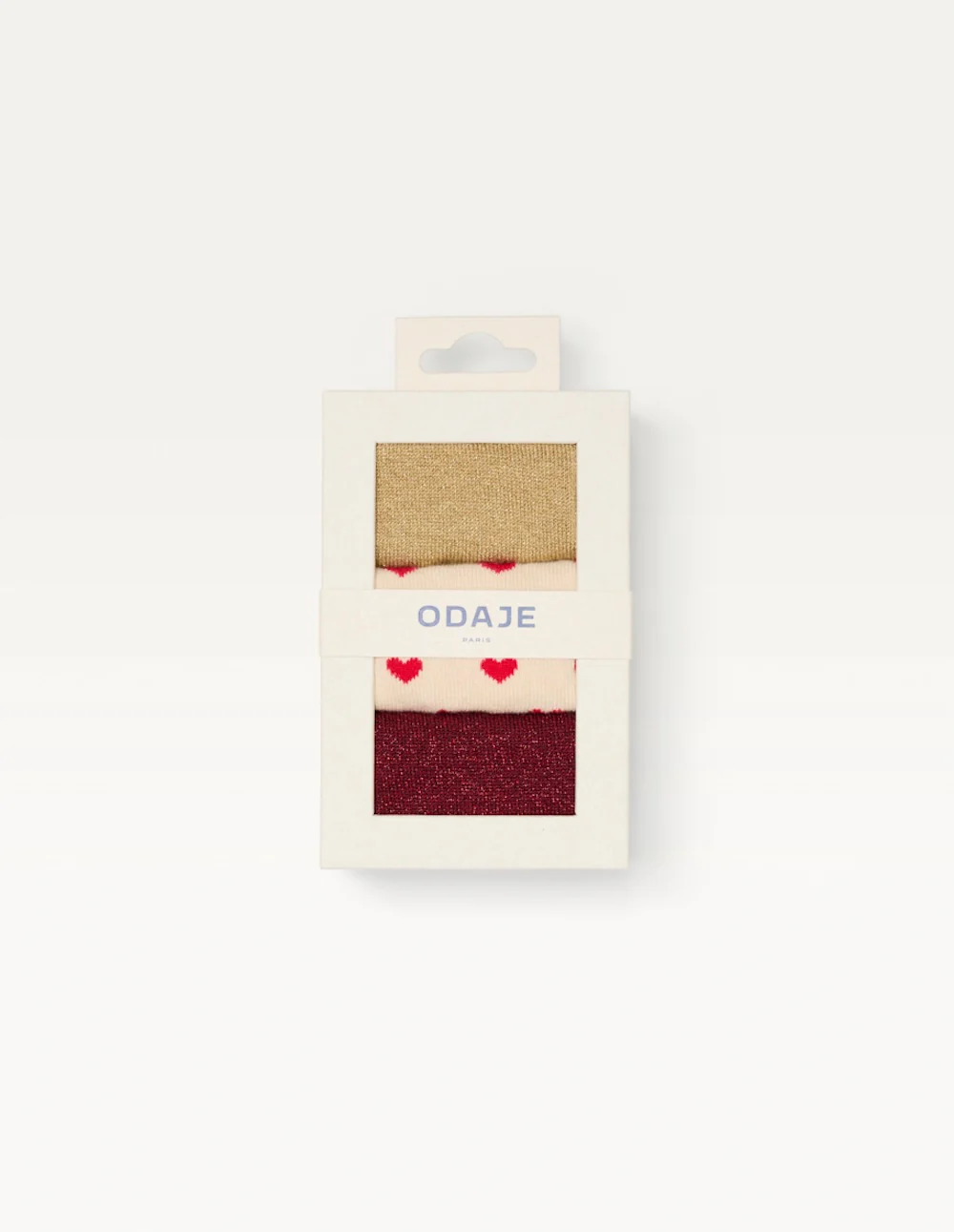 Pack de 3 Chaussettes - Fantaisie petit cœur bordeaux doré
