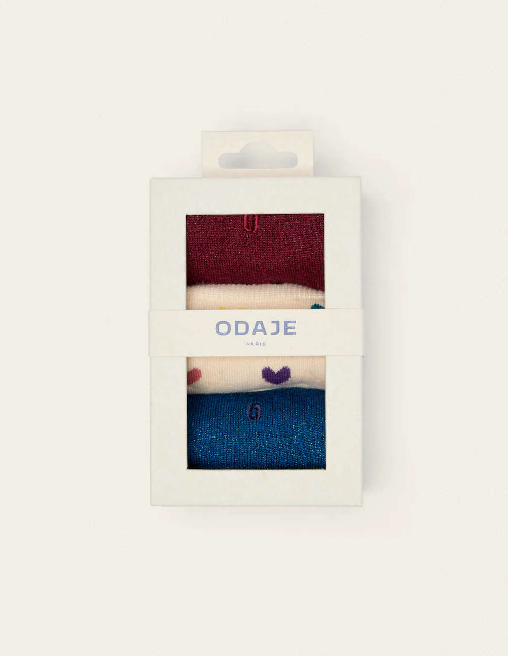 Pack de 3 Chaussettes - Fantaisie petit cœur multicouleur et paillettes bordeaux bleu - Image 2