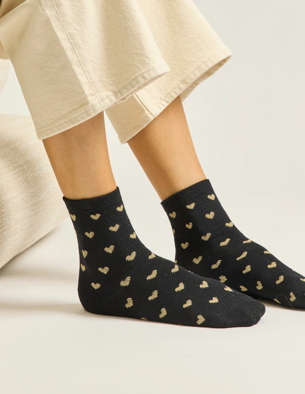 Pack de 3 Chaussettes - Fantaisie petit cœur noir doré - Image 3