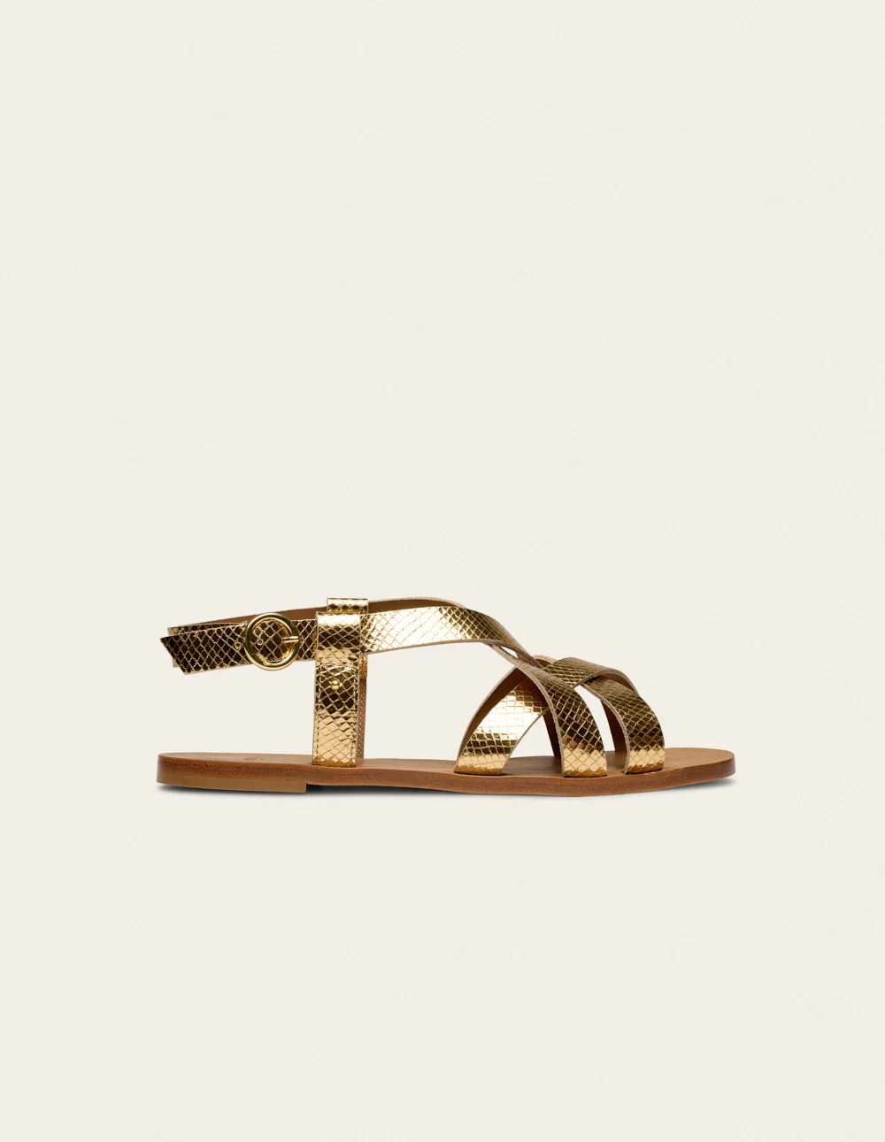 Sandales Lisa - Cuir python doré