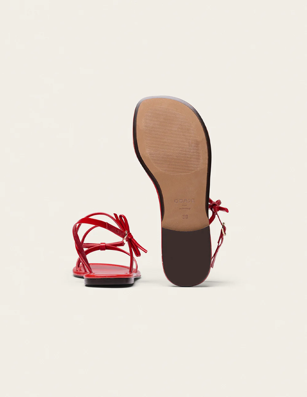 Sandales Nilu - Cuir plissé verni rouge - Image 8